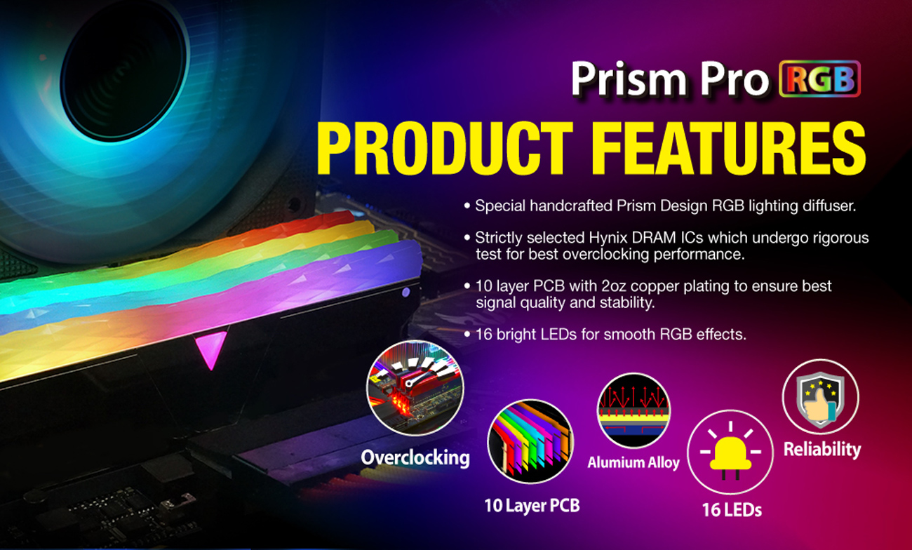 v-color Prism Pro RGB 16GB (2x8GB) DDR4 3600MHz (PC4-28800) SK 